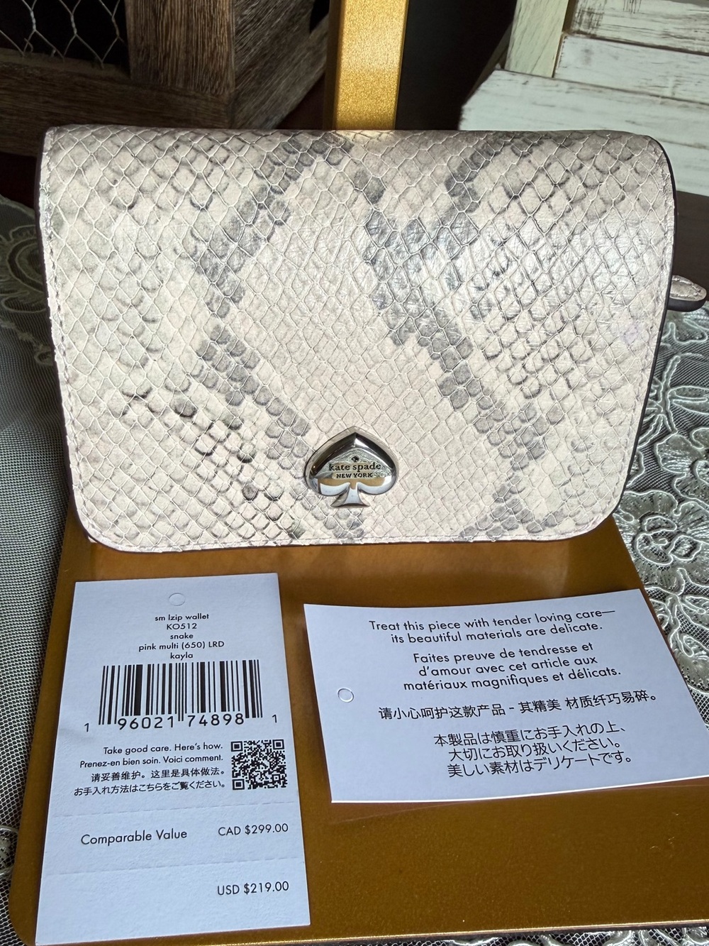 NWOT Kate Spade New York Kayla Pink Small Lizard Card Wallet